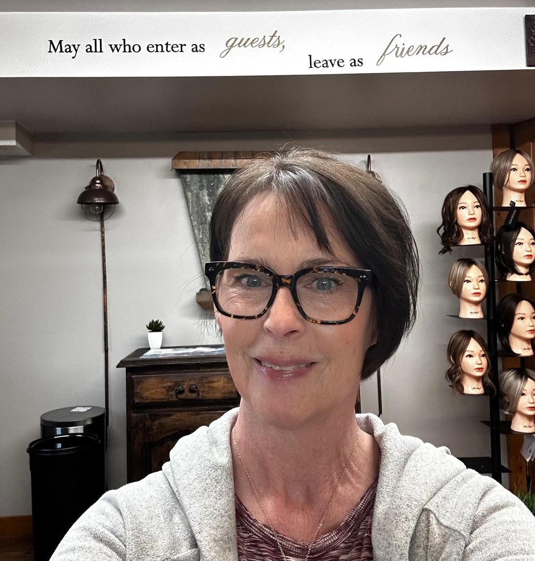 Before topper — natural hair before added highlights and fullness